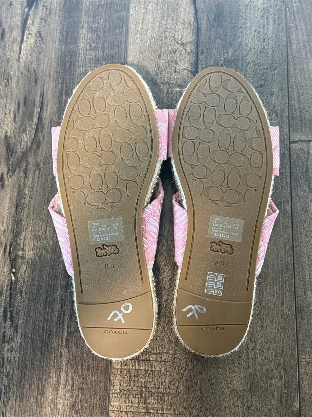 Coach Pink Knot-Front Espadrille Slide Sandals